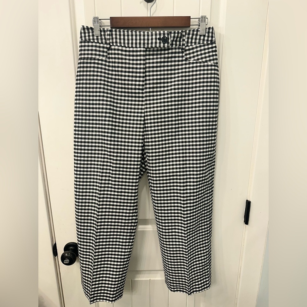 NWT Preston & York Helena Gingham Ankle Pants Black White Size 6
